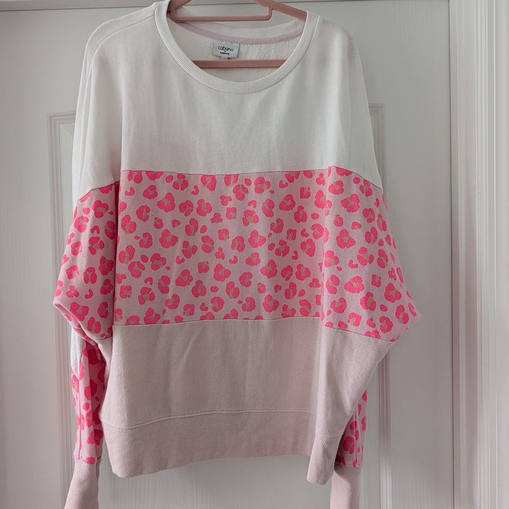 Crown & Ivy Pink Leopard Print Sweater